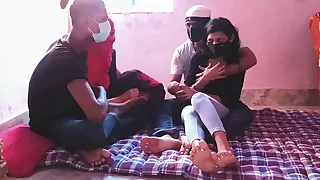 Indian Swinger Couple Mutate Become man With unceasingly rotation Desi 4some Sex Video